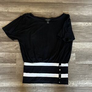 White House Black Market Black Top with White Stripes